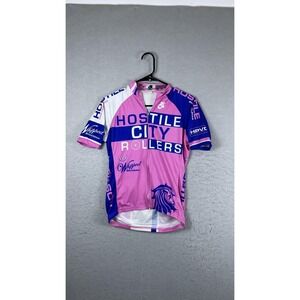 Champion System Hostile City Rollers Cycling Jersey Mens Medium‎ Pink Full Zip